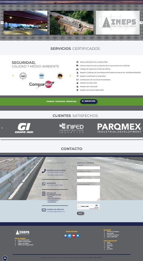 Sitio INEPS por Puntual SEO Agency